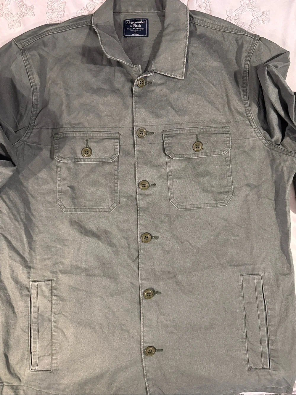 Abercrombie & Fitch Men's Olive Green Utility Jacket